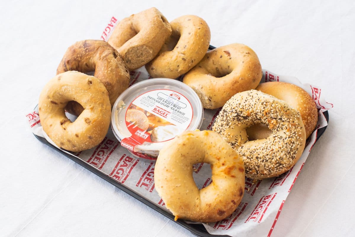 Eight Bagels and Cream Cheese Spread