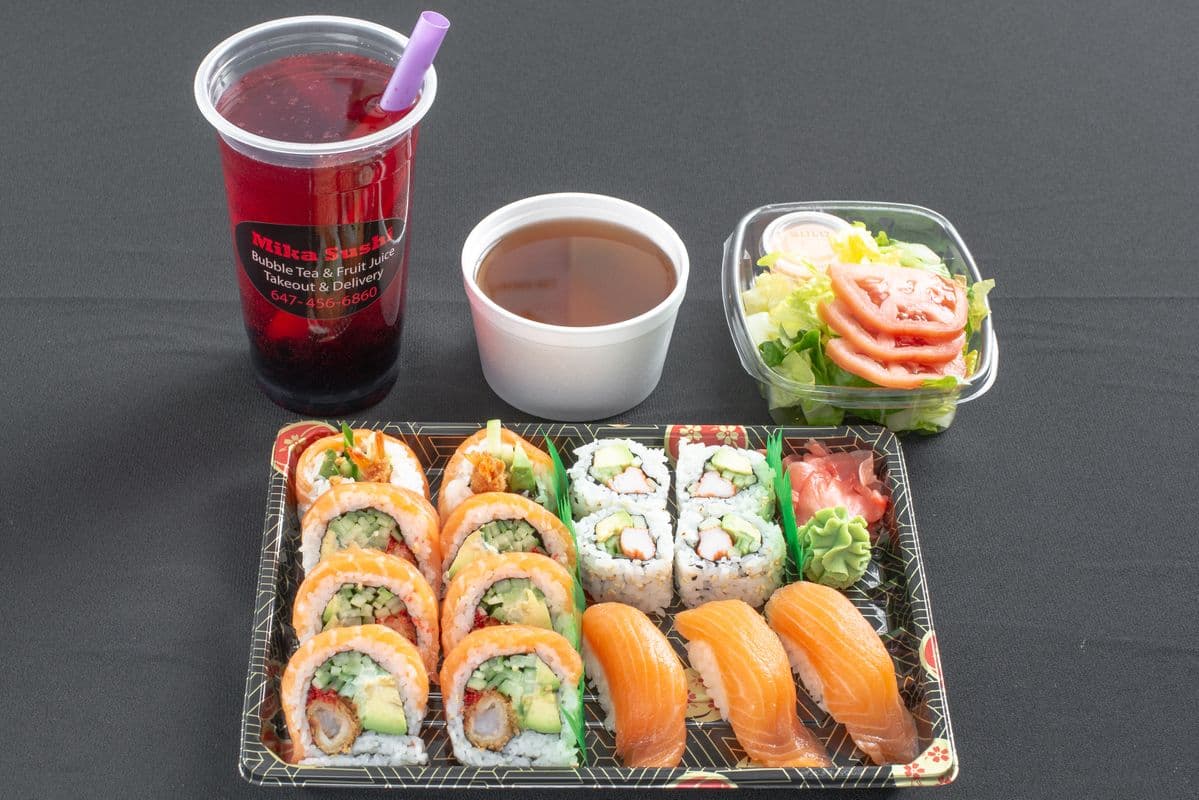 PC13. Red Dragon Roll (8 pcs), California Roll (4 pcs), and Salmon Sushi (3 pcs)