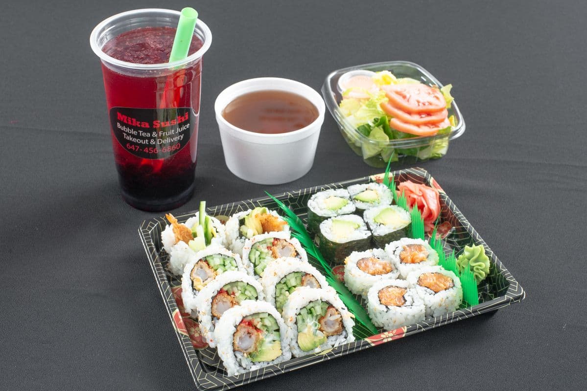PC6. Dynamite Roll (8 pcs), Spicy Salmon Roll (4 pcs), and Avocado Roll (4 pcs)