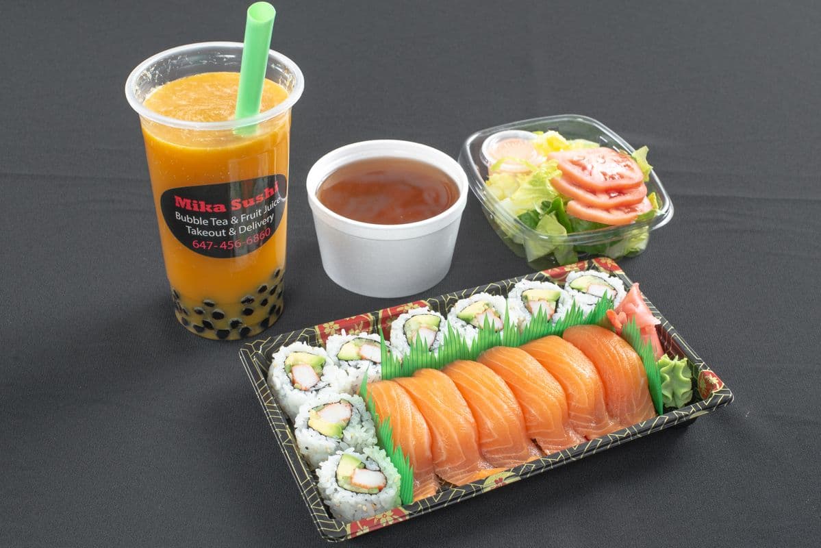 PC7. California Roll (8 pcs) and Salmon Sushi (6 pcs)