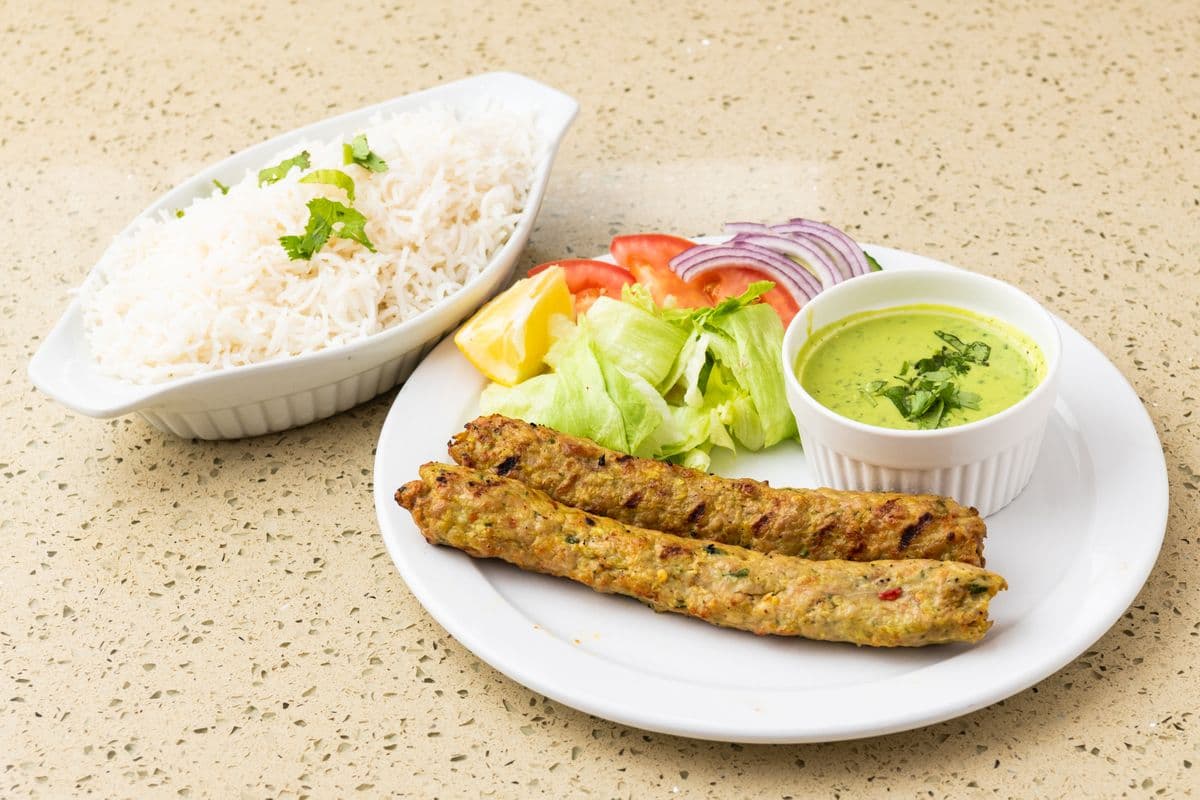 Rice, Chicken or Beef Kabab