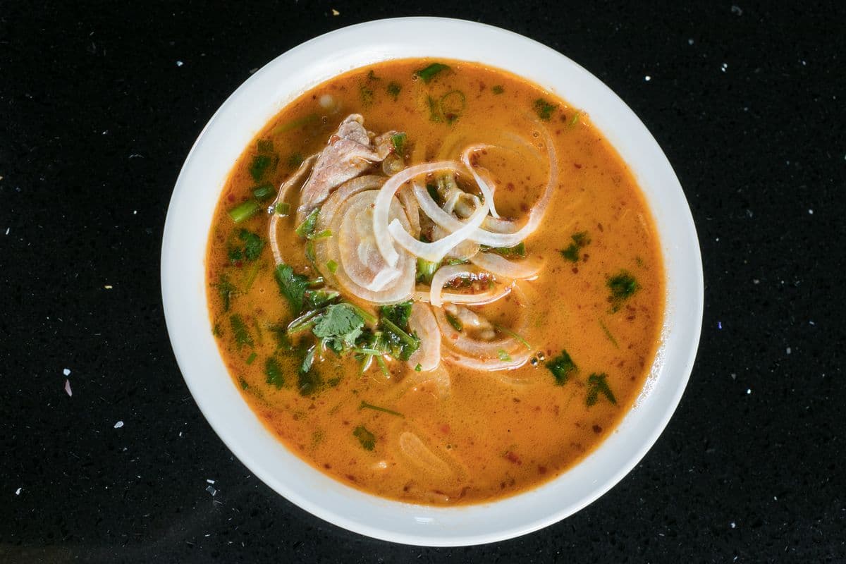 13. Beef Satay with Rice Noodles in Soup - Pho Satay