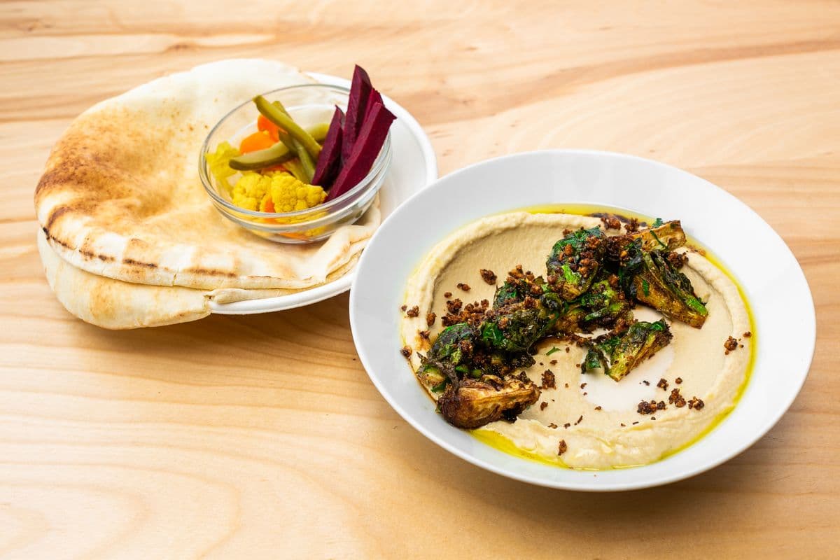 Brussel Sprouts Hummus Plate