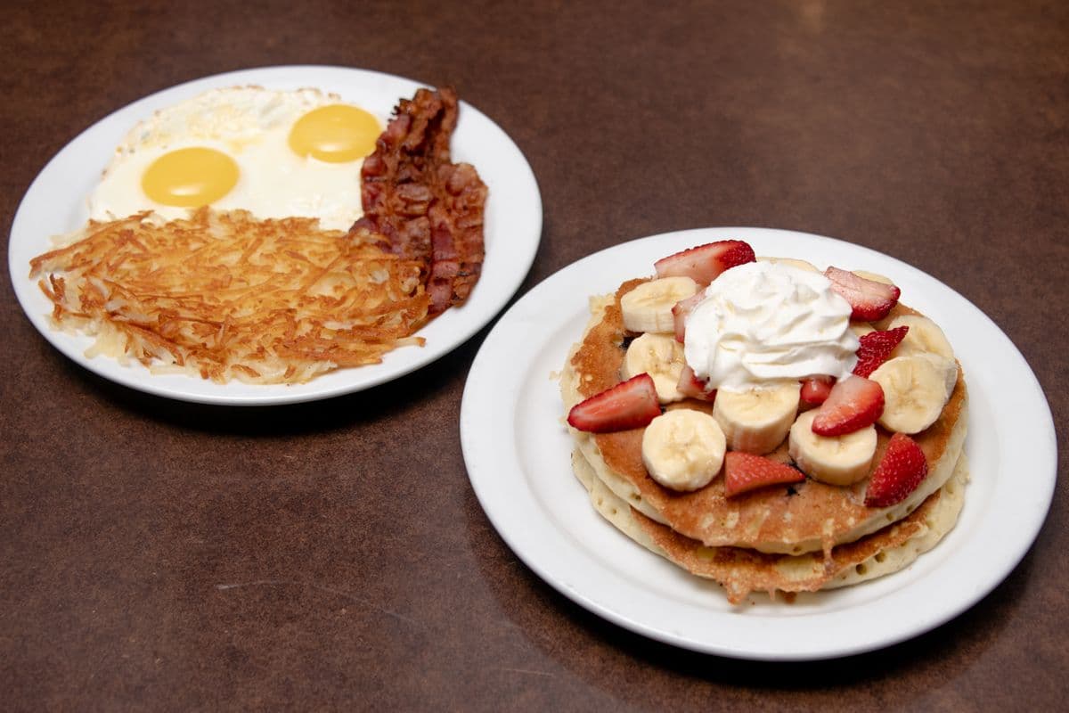Double Berry Banana Pancake Breakfast