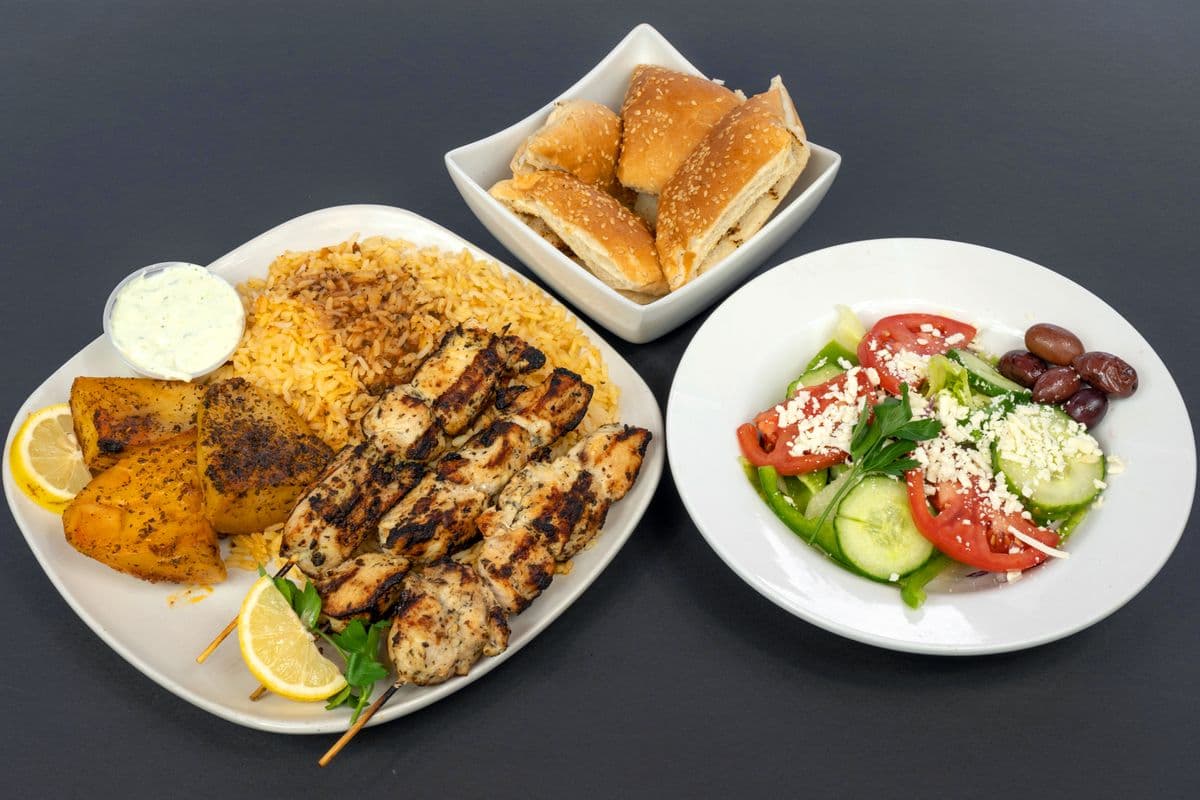 Large Chicken Souvlaki Dinner