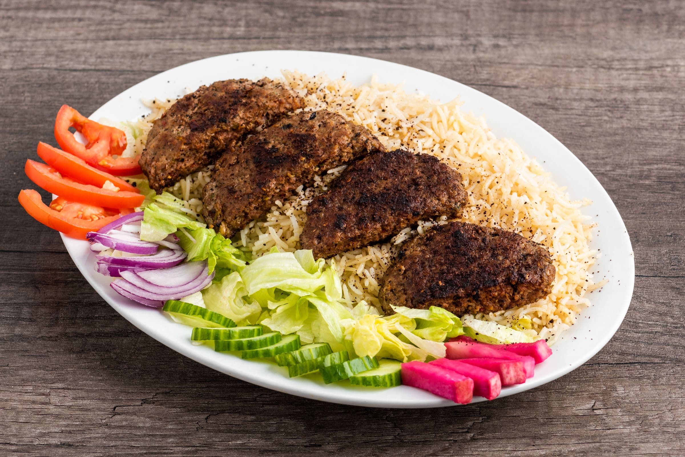 Beef or Chicken Chapli Kabob PLATTER