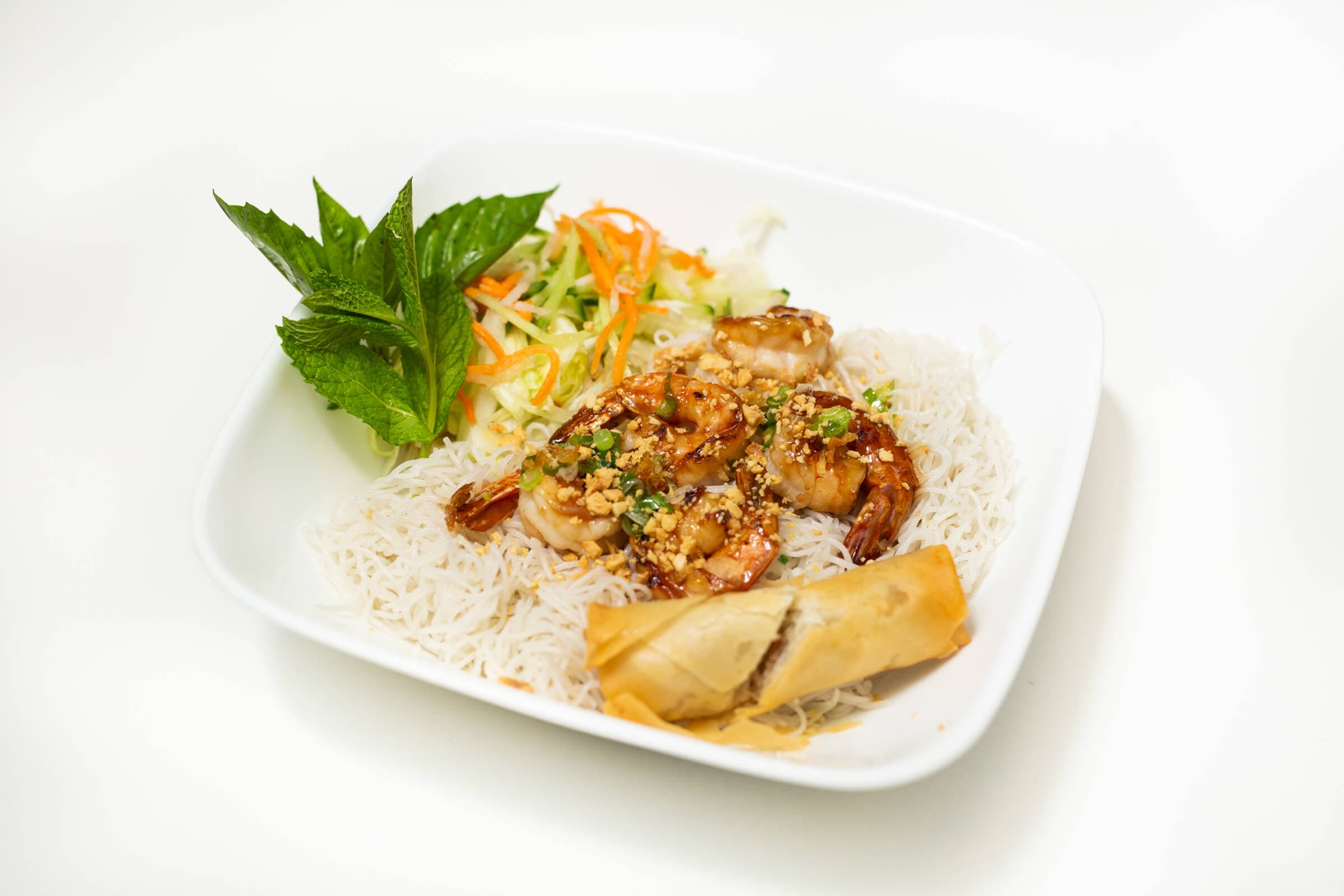 31. Vermicelli, Vegetables, Grilled Shrimp, and Spring Roll