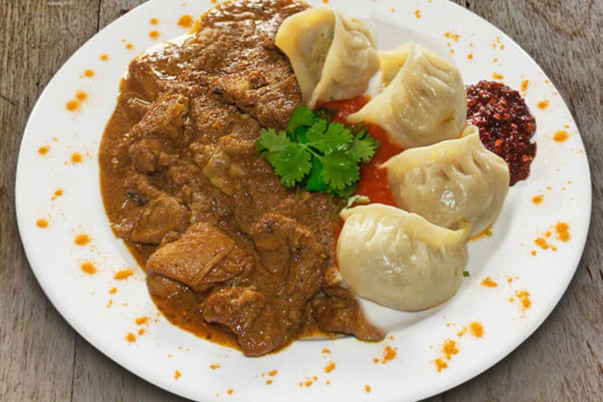 Lamb or Goat Curry and Momos Combo