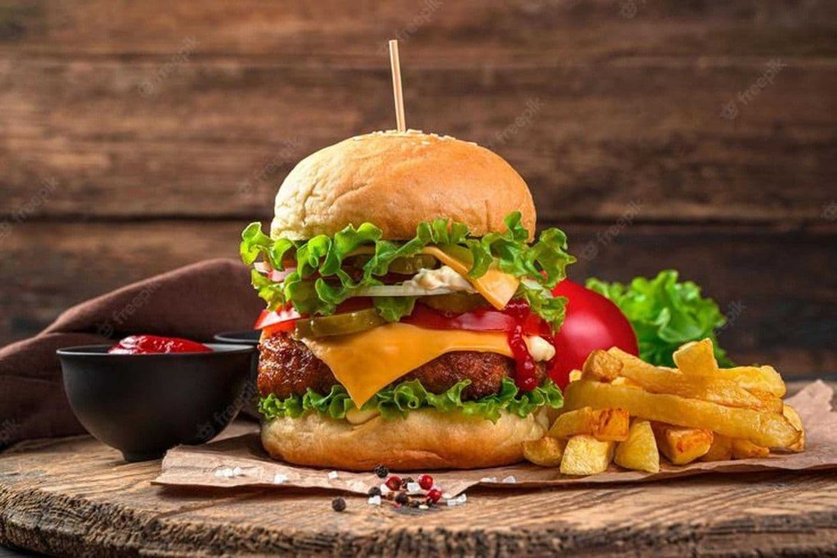 Veg Crispy Burger with Fries