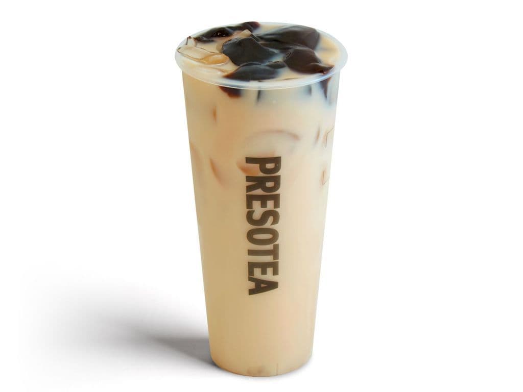 Grass Jelly Hojicha Milk Tea