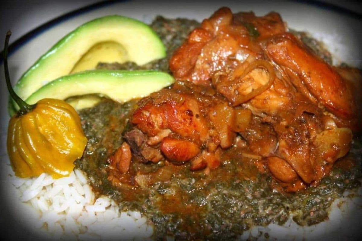 Callaloo, Rice, and Stewed Chicken