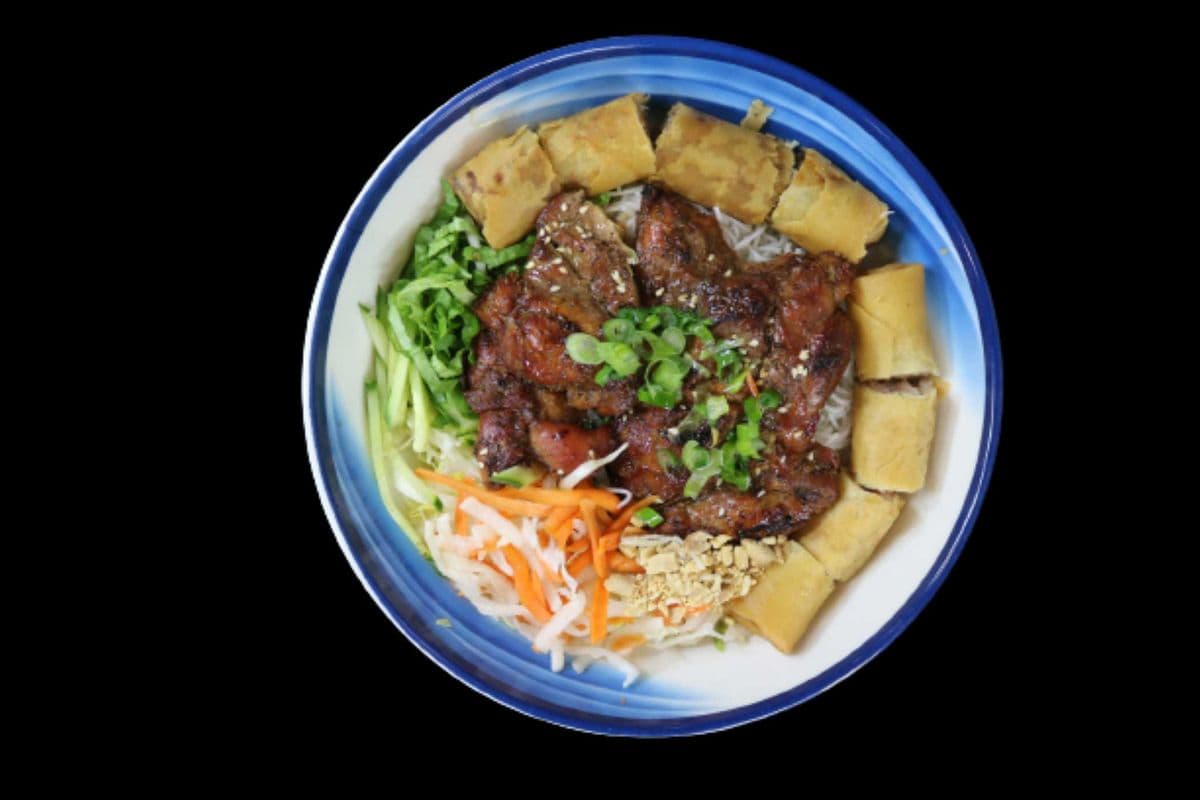 65. Grilled Lemongrass Chicken and Two Pork Spring Rolls