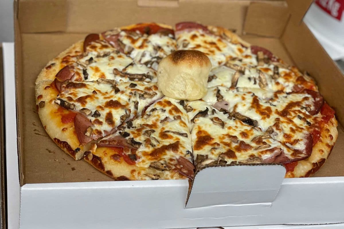 17. 14" Pepperoni, Ham, and Mushroom Pizza