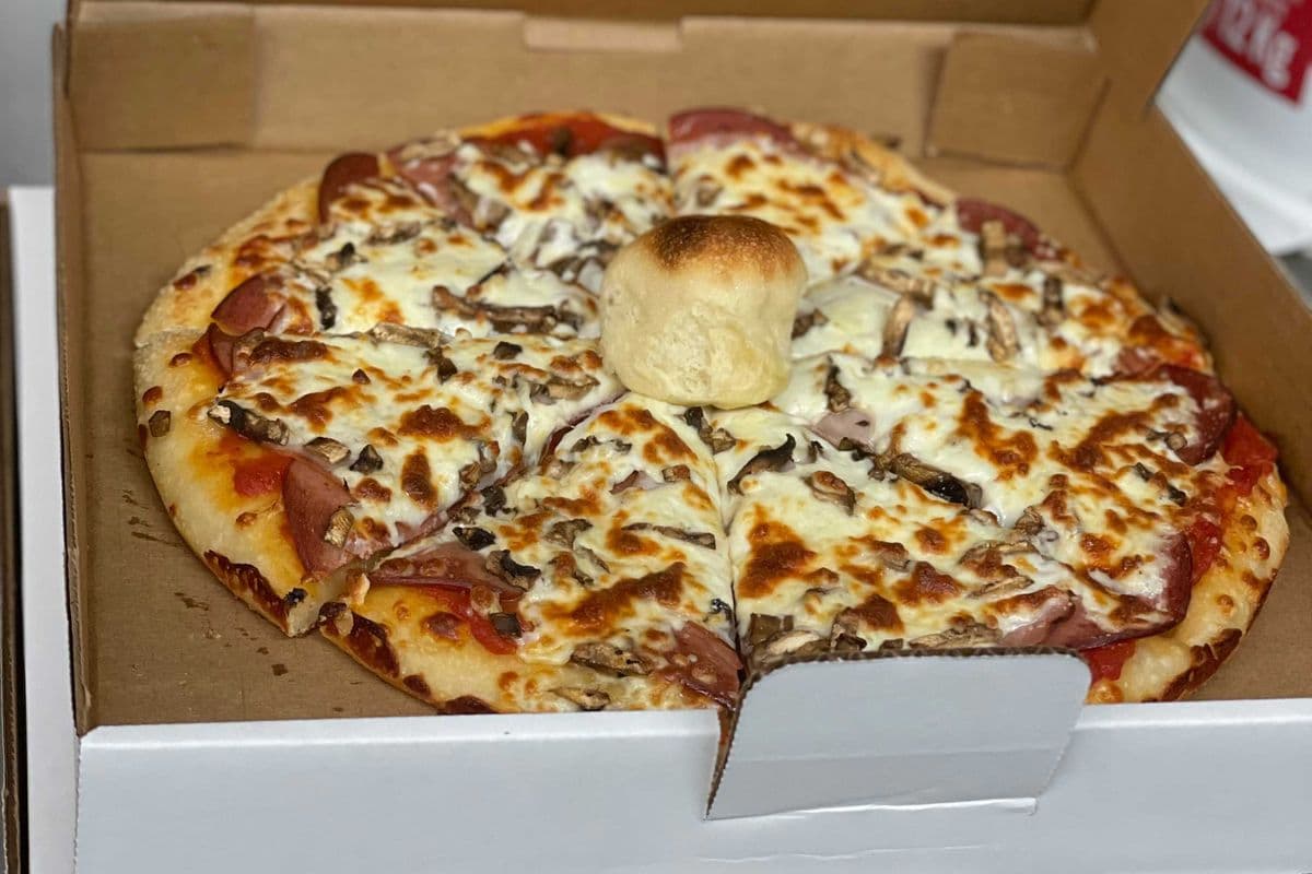 18. 10" Salami, Ham, and Mushroom Pizza