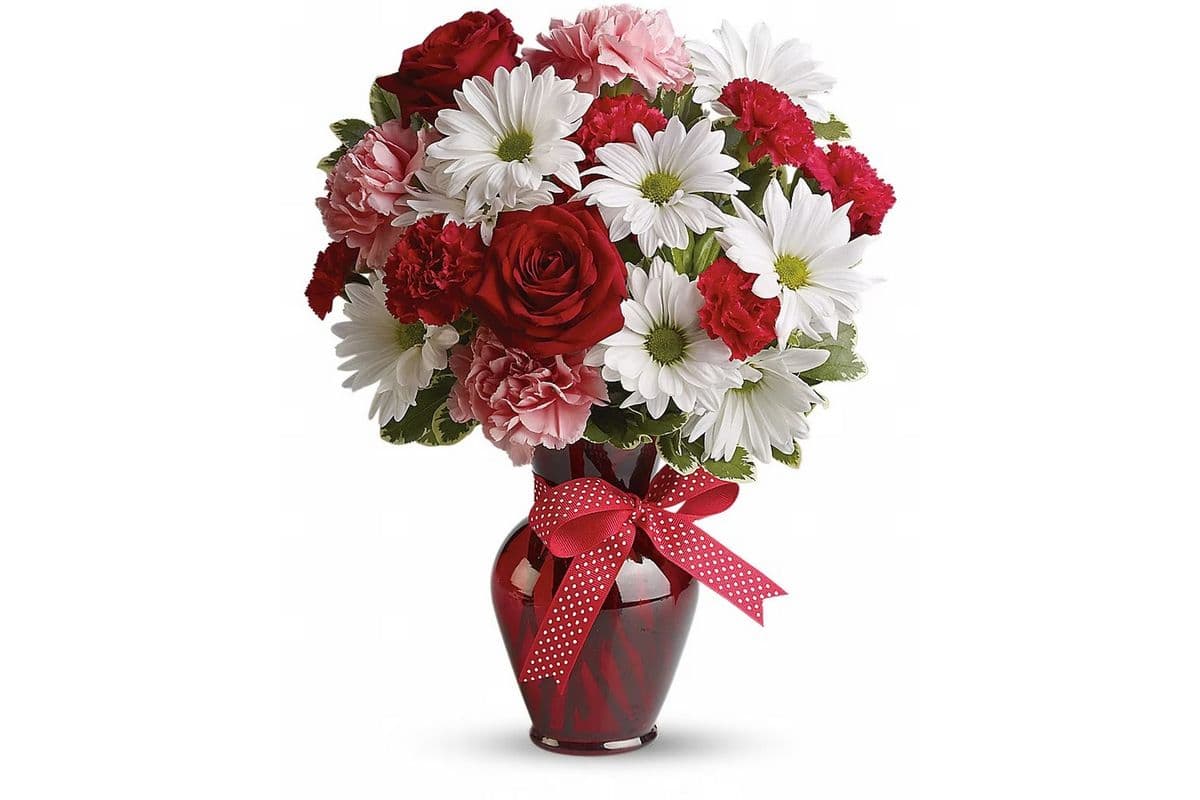 Hugs And Kisses Bouquet With Red Roses