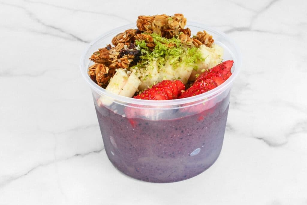 Bom Dia Acai Smoothie Bowl with Crispy Smashed Potatoes + Drink