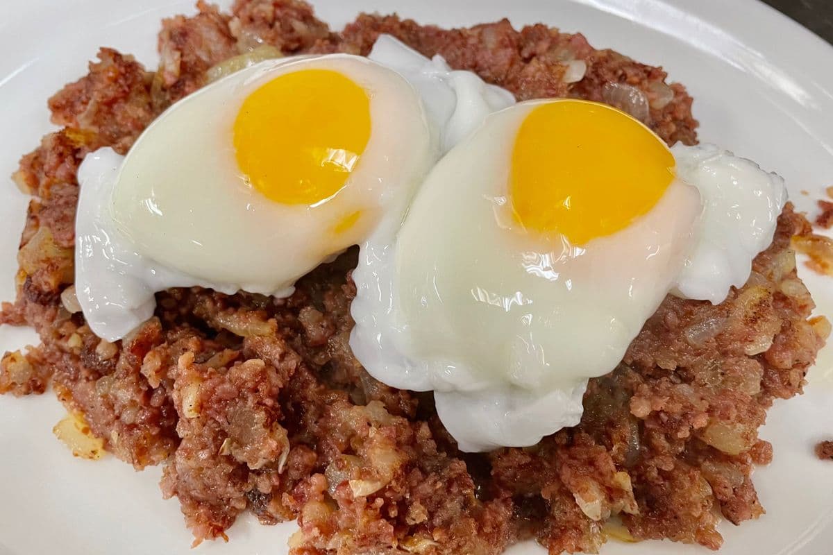 Corned Beef Hash with Two Eggs