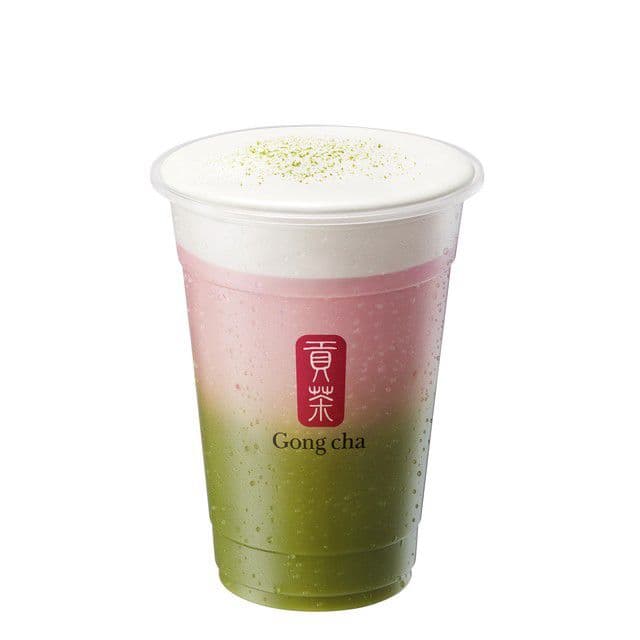 Strawberry Matcha with Milk Foam