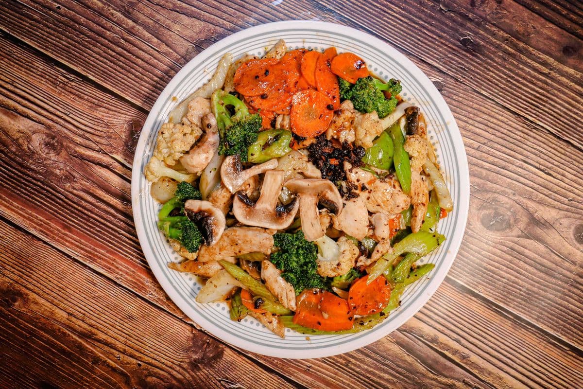 108. Black Bean Chicken or Pork, or Beef Stir Fry with Fresh Mixed Vegetables