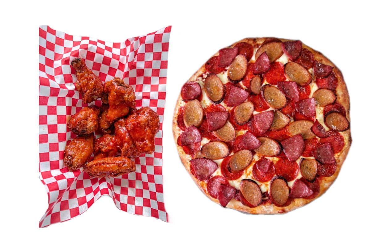Medium Single Pizza and Twenty-Five Wings