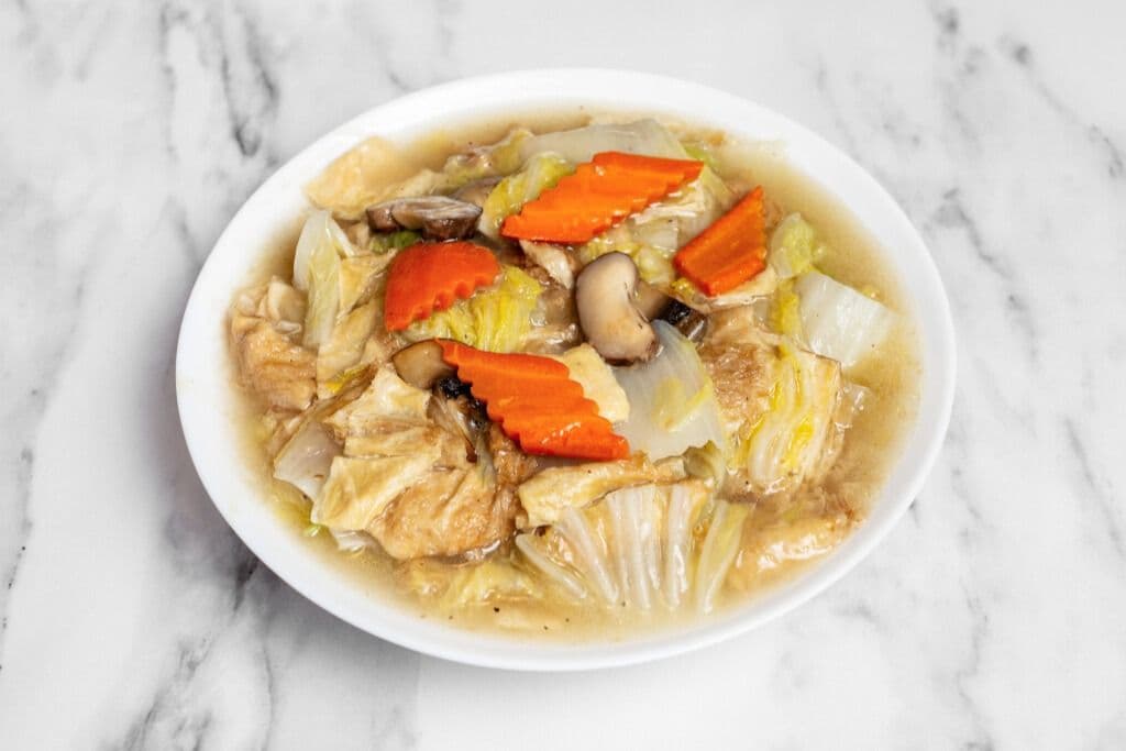 D2. Stir Fried Bean Curd Layers with Bok Choy