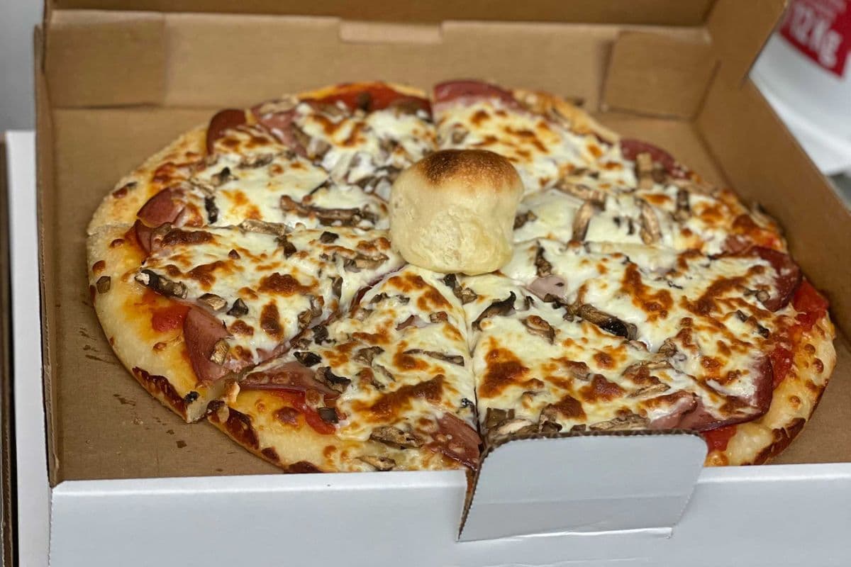 17. 12" Pepperoni, Ham, and Mushroom Pizza