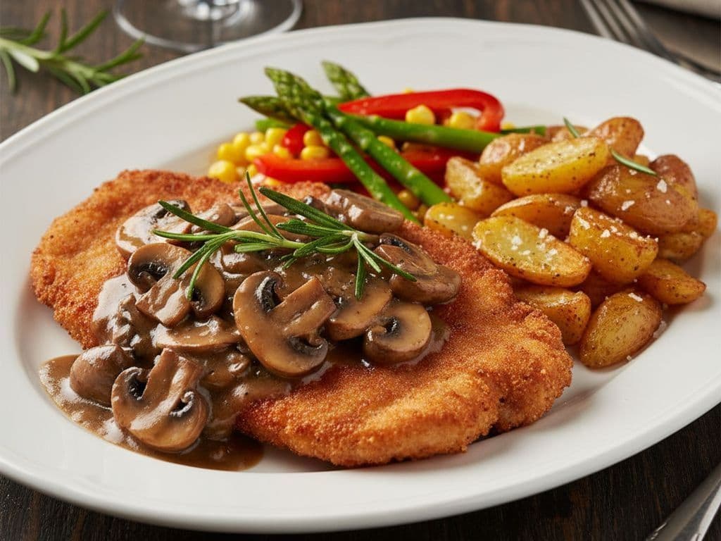 TWO x Pork Schnitzel (w/ creamy mushroom wine sauce)