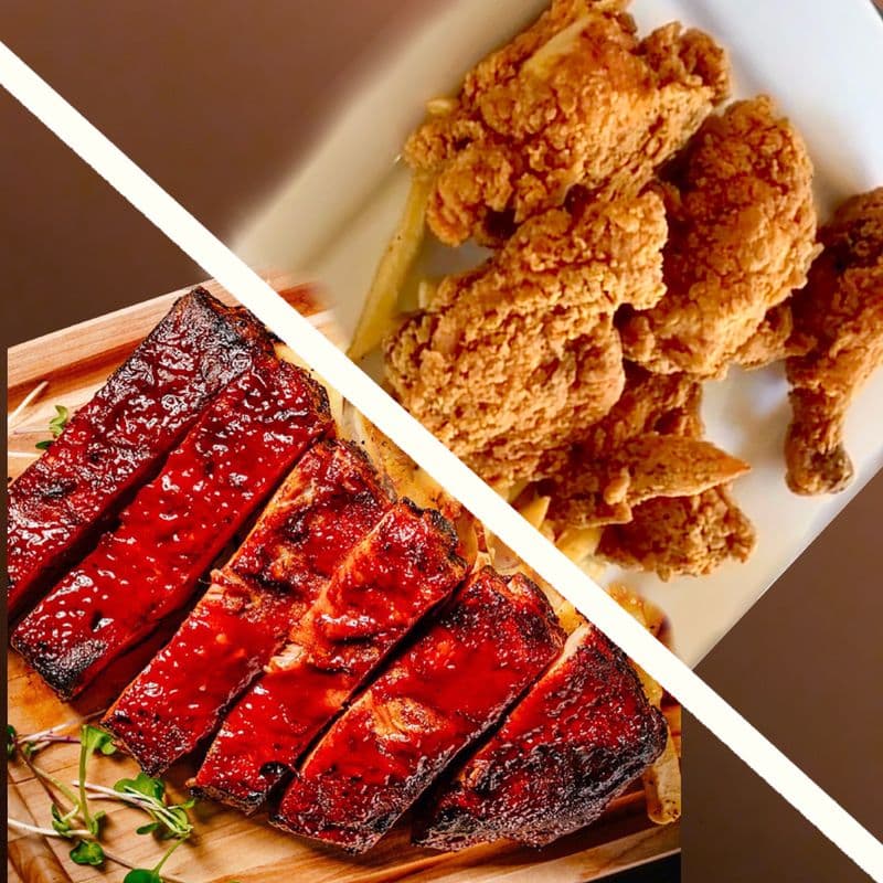 Poulet frit et côtes levées / Fried Chicken and Baby Back Ribs