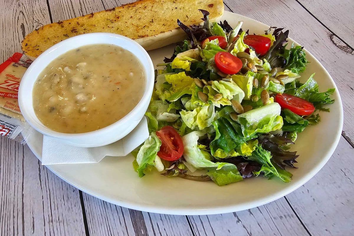 Clam Chowder and Home Salad