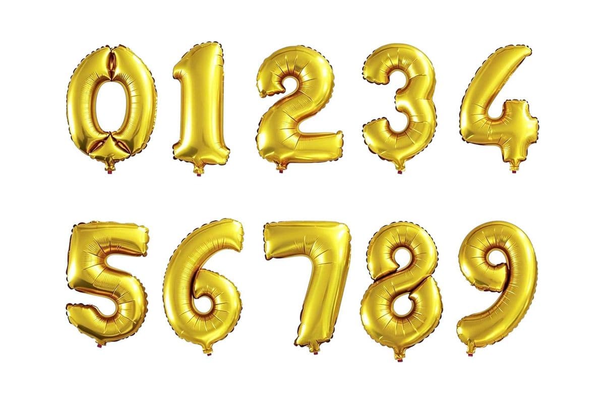34" Gold Helium Number Balloon
